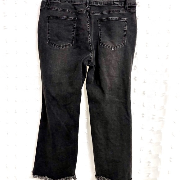 Like New XXL Crop Flare Jeans High Waist Rip Distressed Wide Leg Stretch Raw Hem - Picture 10 of 10